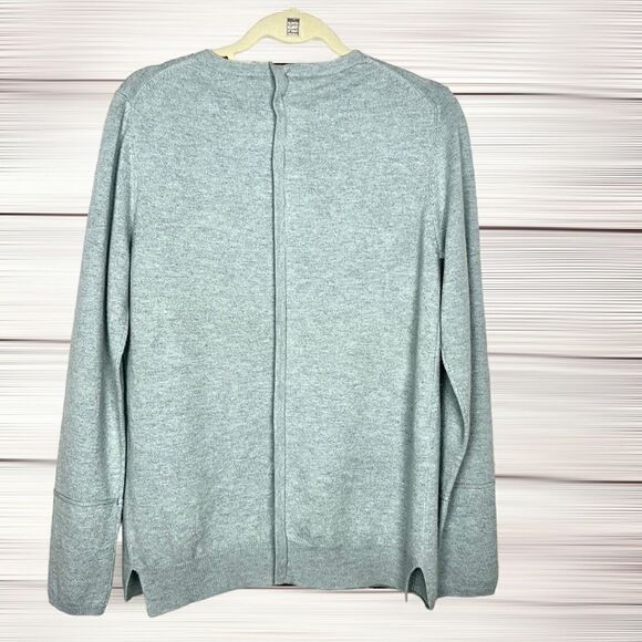 DTLM Repeat Wool Cashmere Gray Sweater Tunic  V-neck Doubled Back EUR 40 US M - Picture 7 of 13